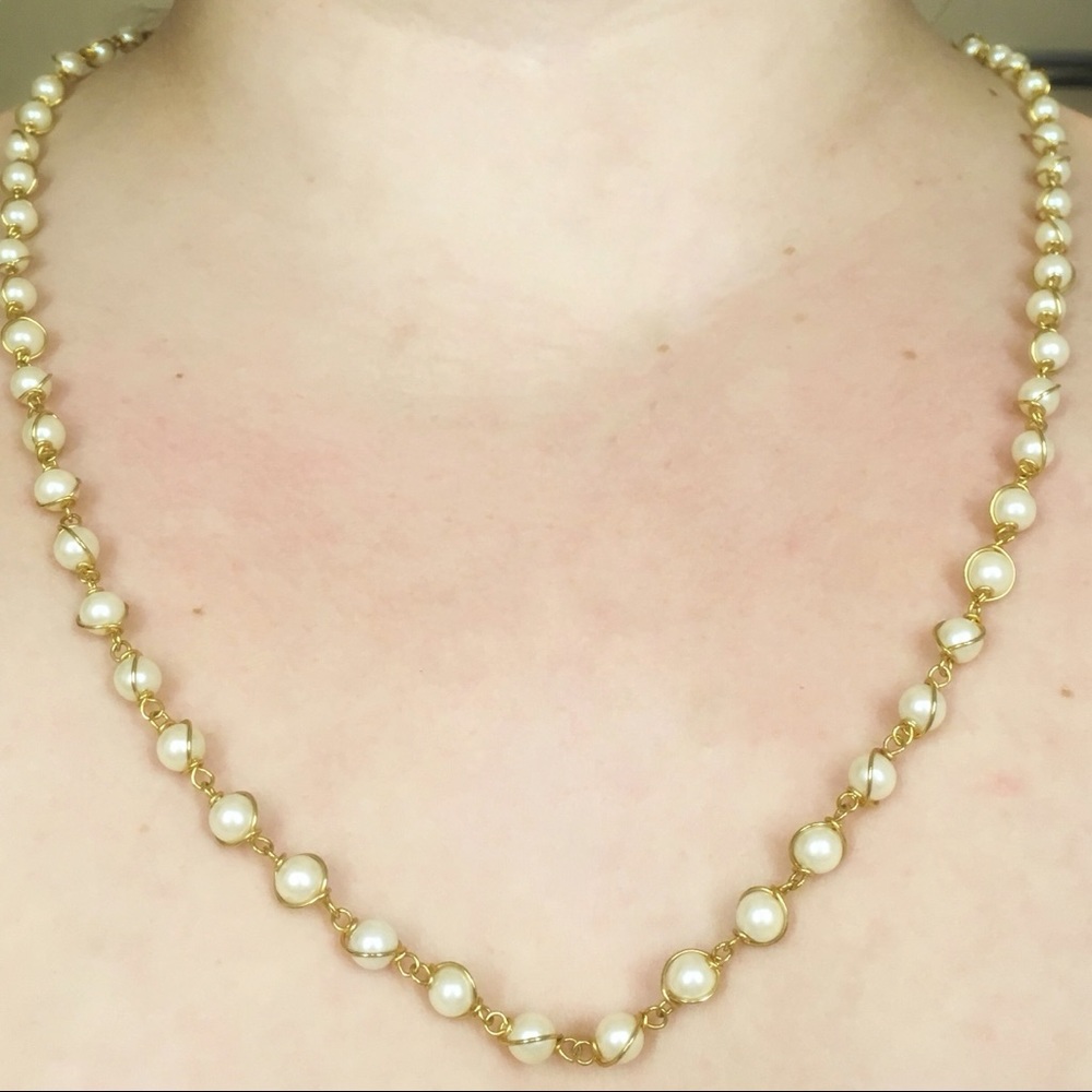 Faux Pearl Gold Chain Necklace